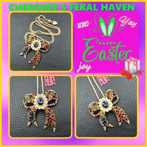Betsey Johnson Colorful Bow-Knot Necklace/Brooch